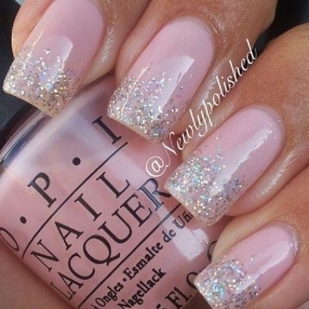 Wedding Nails Pink Glitter, Pink French Manicure, Glitter French Manicure, Silver Glitter Nails, Wedding Nails French, Glitter Manicure, Black Acrylic Nails, Pink Manicure, Ombre Nails Glitter