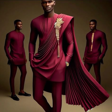 Do you design for men? Here you have it.. stylish and extravagant for the Boss. Own your style 💯💯💯 @gadafitundeednut @houseofvieve Avant Garde Fashion Male, Dress Styles For Men, African Dress Styles, Nigerian Outfits, African Suit, King Outfit, Traditional African Clothing, Fashion Design Collection, Dress Suits For Men