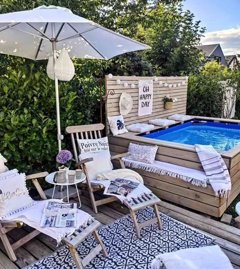 Whirpool Outdoor, Pools With Decks, Small Above Ground Pool, Ideas De Piscina, Mini Swimming Pool, Kleiner Pool Design, Piscina Intex, Deck Piscina, Pools For Small Yards