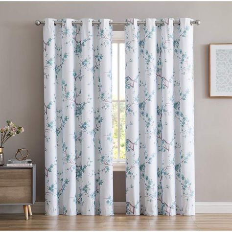 Co Darby Home Dorcia Jasmine Floral/Flower Max Blackout Thermal Grommet Panel Pair Purple Window Curtains, Curtain Tips, Curtain Trends, Curtain Sheers, Animal Print Rooms, Purple Window, Popular Window Treatments, Sliding Shower Doors, Drapes And Curtains