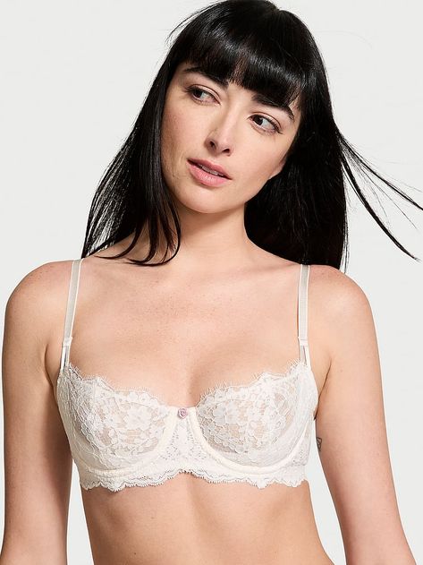 Buy Wicked Lace Unlined Balconette Bra, Chalk Rose - Order Bras online - Victoria's Secret Cute Lace Bras, Beyonce Costume, Elegant Bra, Lace Wings, Affordable Lingerie, Cloud Foam, Lace Balconette, Lace Bra Top, White Lace Bra