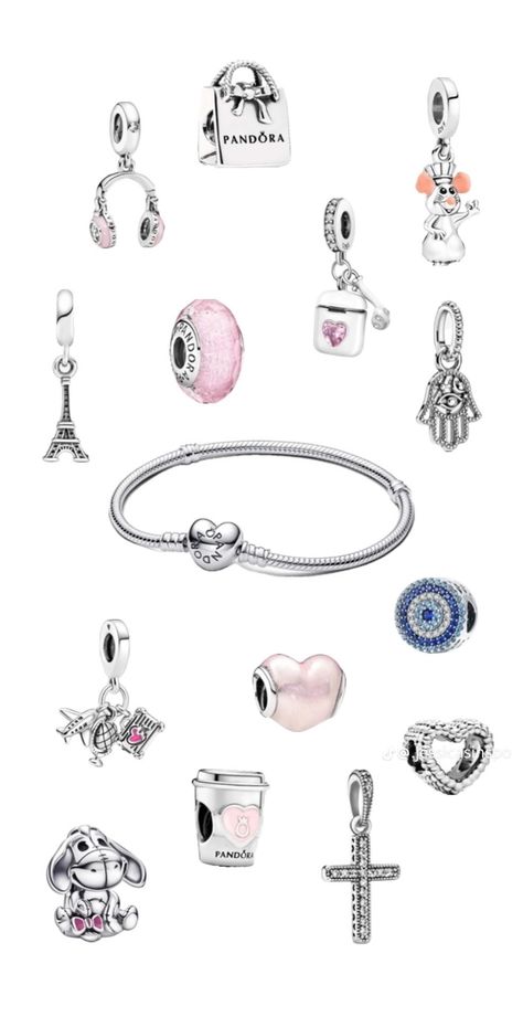 Pink Pandora Charms, Pandora Charms Pink, Pandora Bracelet Charms Ideas, Pandora Bracelet Designs, Dream Bracelet, Pandora Jewelry Charms, Charms Pandora, Pandora Bracelet Charms, Girly Accessories