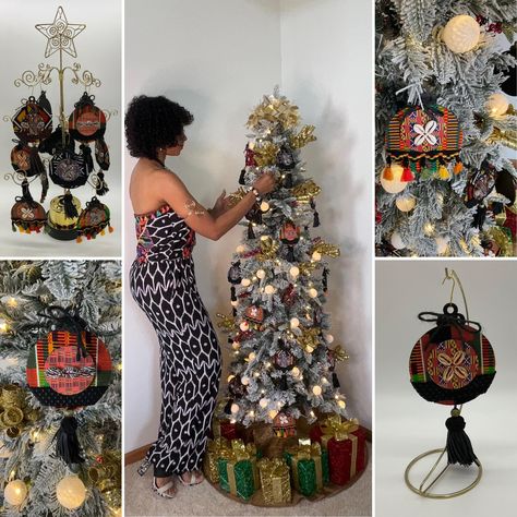 African American Themed Christmas Tree, Afrocentric Christmas Tree, African Christmas Tree Ideas, African American Christmas Decorations, African Christmas Decor, African American Christmas Tree, Nigerian Christmas, African Christmas Tree, African Christmas Decorations