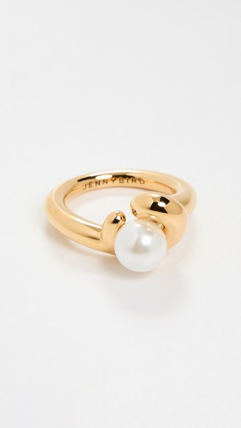 Imitation pearlPolished gold tone finishBrassImported, ChinaStyle #JENBR30046 Classy Rings, Jenny Bird Jewelry, Bird Rings, Jenny Bird, Birthday Ring, Polish Silver, Brass Jewelry, Gold Pearl, Pearl Ring