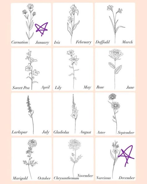 Tiny Flower Tattoos, Inspiration Tattoos, Birth Flower Tattoos, Dainty Tattoos, Month Flowers, Flower Tattoo Designs, Birth Month Flowers, Little Tattoos, Simplistic Tattoos