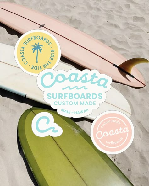 Coasta Surfboards🏄🏼‍♀️🌊 Ride the tide with Coasta Surfboards, inspired by the sea and the sun, and made from recycled materials!🌿 1/2 @clubdillydally @twentyninedesign.co #dillydallycoasta #dillydally #clubdillydally #graphicdesign #graphicdesigner #brand #brandidentity #branding #logo #logodesigner #logoinspirations #beach #beachvibes #surf #surfing #surfbrand #surfboards #surfboardshaper #hawaii #hawaiilife #mauihawaii #coastal #coastalliving #coasta #coastasurfboards Surf Club Logo, Beachy Wallpapers, Beach Color Palettes, Sea Salt Spray, Illustrator Design Tutorial, Surf Brands, Surf Club, Beach Boutique, Hawaii Life