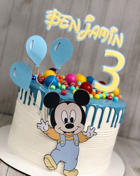 Birthday Cakes For Baby Boy, Cake For Kids Boys, Cake Boys Birthday, Cake Boy Birthday, Baby Mickey Cake, Baby Mickey Mouse Cake, Bolo Do Mickey Mouse, Mickey Birthday Cakes, Γενέθλια Mickey Mouse