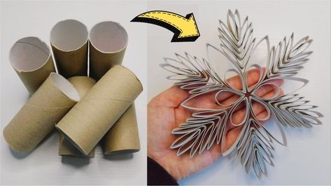 Diy Toilet Paper Roll Crafts, Toilet Paper Roll Diy, Diy Toilet Paper, Snowflake Diy, Paper Snowflakes Diy, Toilet Paper Art, Toilet Paper Roll Art, Paper Decorations Diy, Rolled Paper Art