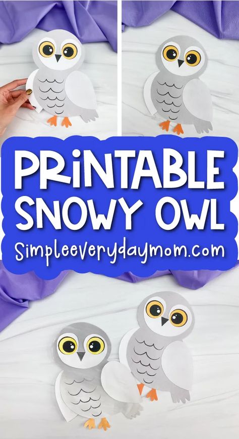 Snowy Owl Printable Craft For Kids [Freebie] Owl Craft Preschool, Snow Owl Craft, Owl Crafts Preschool, Owl Preschool, Snowy Owl Craft, Arctic Owl, Owl Activities, Winter Animal Crafts, Owl Printable