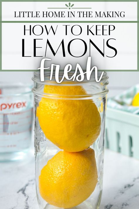 If you're wondering how to keep fruit fresh for longer, you'll want to be aware of this zero waste trick for keeping your lemons fresh FOR WEEKS! No special equipment needed, this frugal living tip is perfect for making sure you get the most from your grocery budget dollar. If you're trying to eat more fruits and vegetables, learn how to store them properly so they last as long as possible! Works for limes and other citrus fruits too. Keep Fruit Fresh, Lemon Storage, Freezing Lemons, More Fruits And Vegetables, Storing Lemons, Mary Martin, Lime Water, Storing Fruit, Fruit Fresh