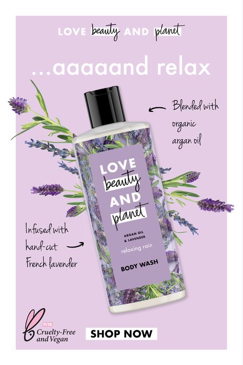 Infused with argan oil and the scent of ethically-sourced French lavender, Love Beauty and Planet® Argan Oil & Lavender Body Wash offers nourishment for your skin and a calming fragrance to fill your senses. Enjoy soft, smooth skin with a soothing-relaxed feel – day or night. Love Beauty and Planet is proud to be certified ‘Cruelty-Free’ by PETA and does not test on animals anywhere in the world. Love Beauty And Planet Body Wash, Lavender Body Oil, Love Beauty Planet, Rose Shampoo, Lavender Body Wash, Rose Body Lotion, Jasmine Hair, Beauty And Planet, Shaving Tips