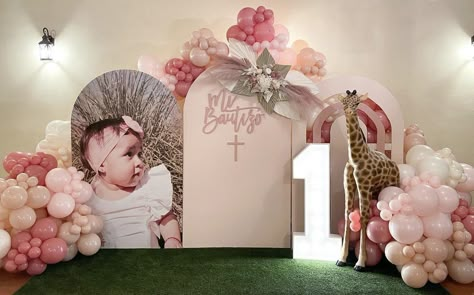 Baptism Balloon Decorations, Baptism Decorations Girl, Bautizo Ideas, Baby Birthday Themes, Baby Dedication, First Birthday Decorations, Birthday Balloon Decorations, Baby Baptism