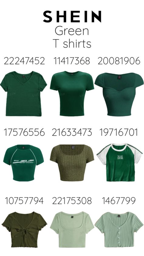 #green #shein #sheincodes #sheinclothes #clothes #codes Shein Green Top, Shein Streetwear Outfits Codes, Shein Clothes Codes, Shein Streetwear Outfits, Temu Codes, Shein Codes, Jamaica Shirt, Code Outfit, Shein Clothes