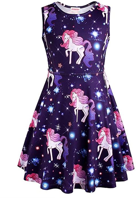 Unicorn Dress Girls, Unicorn Dresses, Sunny Fashion, Orange Clothing, Unicorn Fashion, Casual Sundress, Unicorn Dress, Dresses For Girls, Twirl Dress