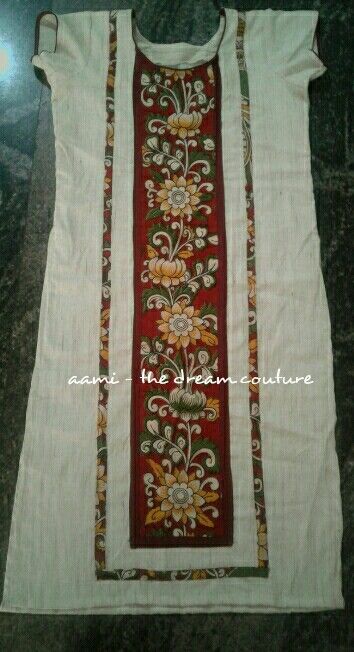 Patch Design Kurti, Patch Work Kurti Designs Latest, Kalamkari Kurti Designs Latest, Patch Work Kurti Design, Salwar Suit Neck Designs, Kalamkari Dresses, Salwar Neck Designs, Churidar Designs, Simple Kurta Designs