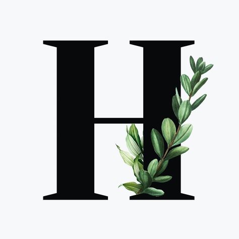 Botanical capital letter H vector | free image by rawpixel.com / Aum Letter H Font, Botanical Capital Letter, Letter H Design, Alfabet Font, H Alphabet, Floral Monogram Letter, Floral Font, Alphabet Letters Design, Free Illustration Images