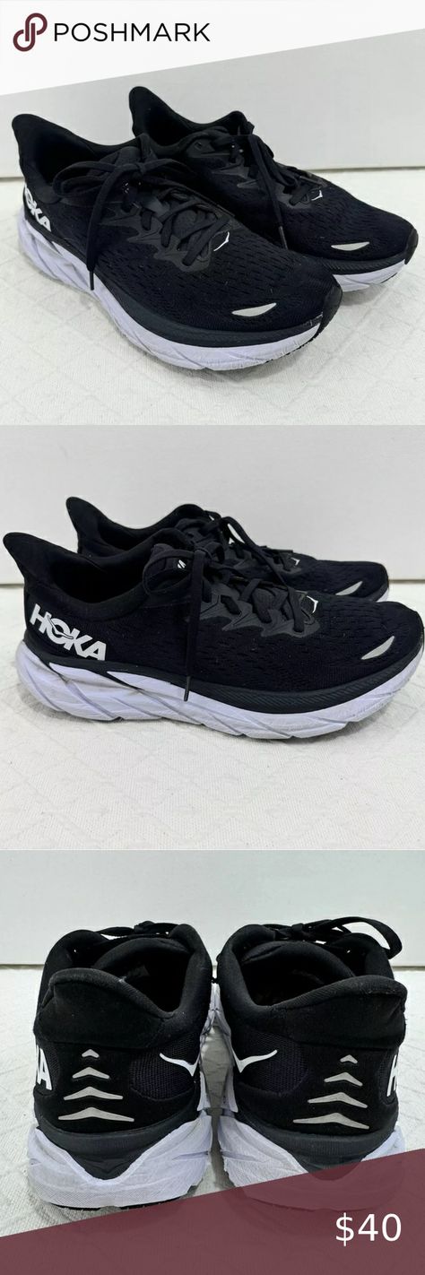 Hoka One One Clifton 8 Shoes Women’s Size 10B Black White Running Sneakers White Black Outfit, White Running Sneakers, Black White Outfit, Hoka One One, Running Sneakers, Sneaker Shopping, Shoes Women, Black Outfit, White Black