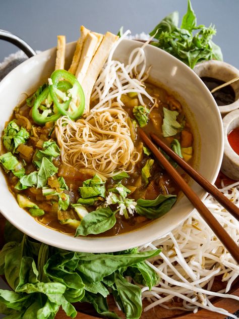 Shiitake Noodles, Chef Bai, Broth Rice, Pho Noodle Soup, Vegan Pho, Plant Based Diet Meals, Vietnamese Soup, Pho Noodles, Rice Noodle Soups