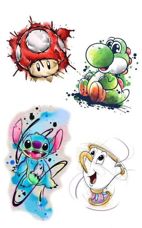 Cartoon Tattoo Designs, Small Easy Drawings, Buu Monster Inc, Groot Tattoo, Drawing Superheroes, Cartoon Character Tattoos, Flash Tattoo Designs, Tattoo Now, Disney Tattoo