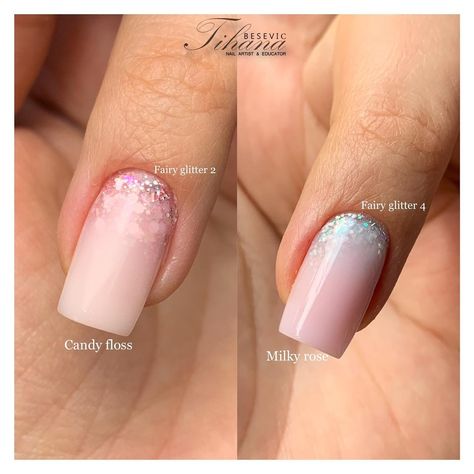 Candy Floss Nails, Milky Glitter Nails, Milky Rose Nails, Nails Products, London Nails, Rose Nails, Candy Floss, Crystal Nails, Dream Nails