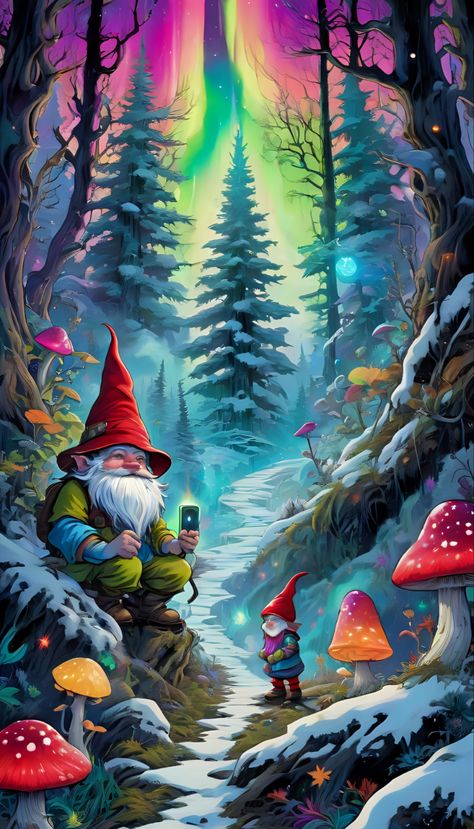 #gnome #winter #lapland #ai #forest #hiking Gnomes Aesthetic, Christmas Gnome Wallpaper, Gnome Wallpaper Iphone, Gnome Wallpaper, Gnome Images, Funny Gnomes, Gnome Pictures, Cellphone Wallpaper Backgrounds, Flower Skull