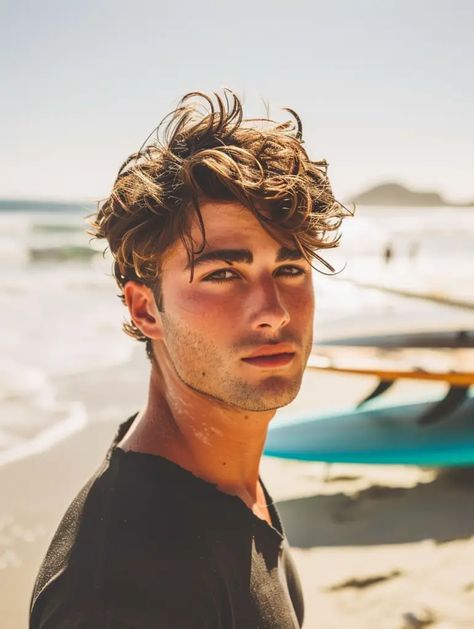 Discover 39 beach hairstyles for men that are perfect for summer. From messy textured crops to sleek ponytails, find the best trendy and low maintenance styles for curly, wavy, straight, and long hair. Get practical tips and product recommendations to keep your hair looking great all summer long. Styles For Summer, Trendy Beach, Beach Hairstyles, Hairstyles For Men, Sleek Ponytail, Product Recommendations, Hair Reference, Beach Hair, Messy Hairstyles