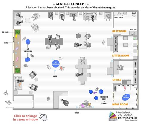 Cat Cafe Floor Plan, Cat Cafe Layout, Cat Cafe Business Plan, Cat Cafe Design Coffee Shop, Coffee Shop Blueprint, Cafe Layout, Cafe Plan With Dimension, Cafe Floor Plan, Pet Cafe