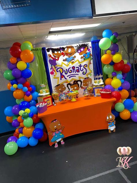 Rugrats 2nd Birthday Party, Rug Rats Baby Shower, Rugrats Gender Reveal Ideas, Rug Rats Birthday Party, Black Rugrats Birthday Party, Rug Rats Baby Shower Theme, Rugrats First Birthday Party, Cartoon Theme Birthday Party, Rugrats Birthday Party Decorations