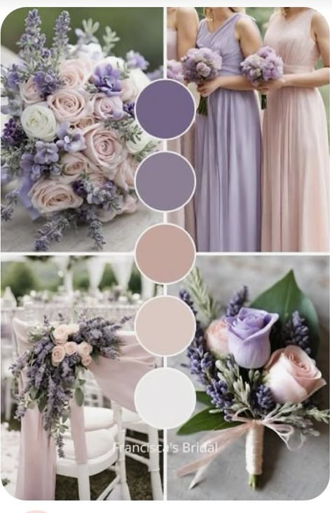 Wedding Themes Spring Elegant, Wedding Winter Color Schemes, Purple Wedding Theme Color Combinations, July Wedding Color Palette, Unique Wedding Colors Combinations, Wedding Theme Ideas Elegant Summer, Lavender Wedding Palette, Unique Wedding Theme Colors, Wedding Pink Color Schemes