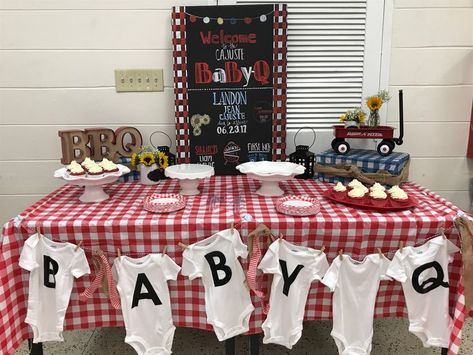 Baby Q Dessert Table Barbeque Baby Shower Ideas, Baby Barbeque Shower Ideas, Bbq Dessert Table, Barbeque Decor, Baby Q Shower Ideas, Baby Shower Barbeque, Babyque Shower, Babyq Shower, Bbq Baby Shower Decorations