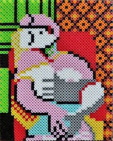 Long Black Fingers : Picasso Le Reve (The Dream) Perler Bead Perler Bead Famous Paintings, Mona Lisa Perler Beads, Black Fingers, Hama Art, Fuse Bead Patterns, Arte 8 Bits, Hama Beads Design, Perler Crafts, Pixel Art Pattern