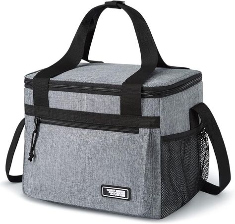 Insulated Lunch Box Portable Soft Cooler Lunch Cooler for Adult Men Women, Grey Large Lunch Bag, Lunch Cooler, Cooler Lunch Bag, Insulated Lunch Box, Soft Cooler, Lunch Bags, Cooler Bag, Lunch Bag, Lunch Box