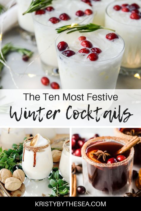 Weihnachtlicher Cocktail, Desserts Winter, Easy Winter Cocktails, Ornaments Cricut, Winter Cocktail Recipes, Christmas Drinks Alcohol Recipes, Crafts Winter, Christmas Drinks Alcohol, Winter Cocktails Recipes