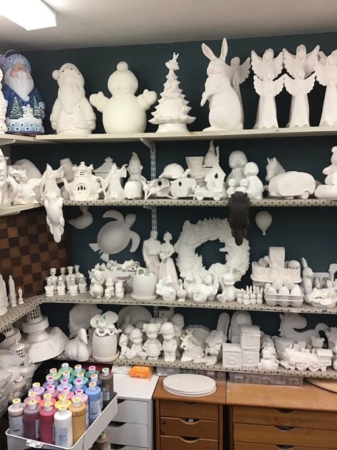 Gnome Village, Bisque Pottery, Skull Light, Ready To Paint Ceramics, Art Attack, Ceramic Shop, Battery Lights, Small Christmas Trees, Ceramic Christmas Trees