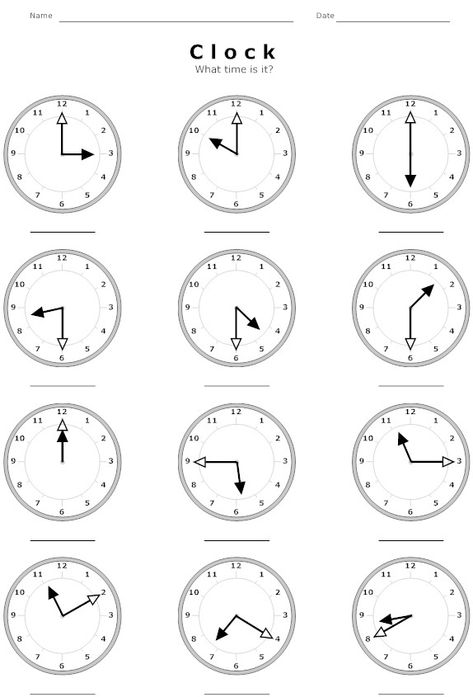 Time Clock Worksheets Parts Of A Clock, Clock Worksheets, Handwriting Practice Paper, How To Tell Time, Spanish Classroom Activities, Math Practice Worksheets, Telling Time Worksheets, Kindergarten Reading Activities, Mathematics Worksheets