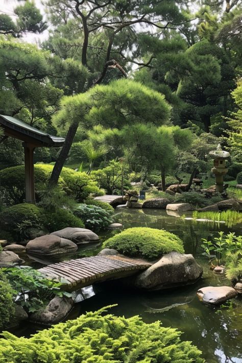 Find tranquility in this serene Japanese Zen garden. 🌿 #ZenGarden #JapaneseGarden #SereneSpaces Zen Garden Bridge, Japan Park, Japanese Garden Landscape, Japanese Zen Garden, Paradise Garden, Japan Garden, East Of Eden, Zen Design, Japanese Zen