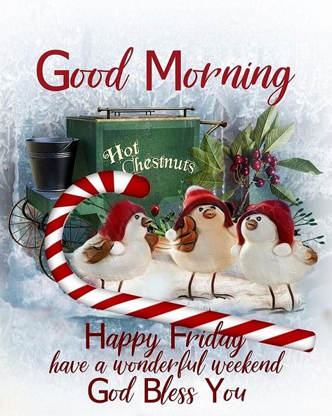 Good Morning Everyone, Happy Friday!! I pray that you have a safe, happy and blessed day. Christmas Friday Morning, Good Morning Friday Christmas, Holiday Weekend Quotes, Happy Friday Christmas, Friday In December, Christmas Morning Quotes, Happy Friday Good Morning, Friday Morning Greetings, Christmas Friday