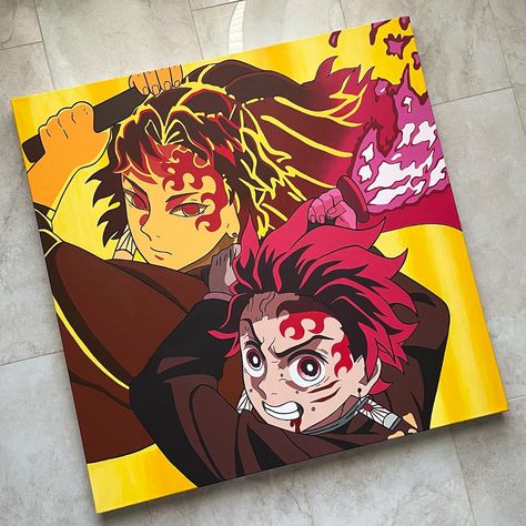 Tanjiro Painting, Cat Painting Easy, Anime Main Characters, Anime Title, Photoshop Typography, Demonslayer Tanjiro, Face Art Drawing, Anime Canvas Painting, Anime Face Drawing