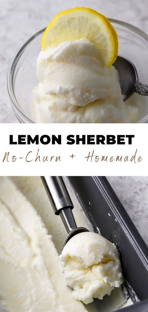 Lemon Sorbet Recipe, Lime Sherbert, Sherbet Ice Cream, Sherbet Recipes, Lemon Pancakes, Lemon Sherbet, Lemon Ice Cream, Ice Cream Maker Recipes, Making Homemade Ice Cream