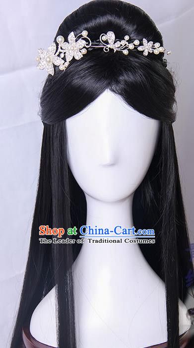 Traditional Handmade Ancient Chinese Tang Dynasty Princess Hair Decoration and Wig Complete Set, Ancient Chinese Palace Empress Headwear and Wig for Women Ancient Chinese Palace, Ancient Chinese Hairstyles, Rose Gold Hair Brunette, Chinese Palace, Traditional Hairstyle, Chinese Hair Accessories, Princess Hair, Fantasy Hair, Chinese Hairstyle