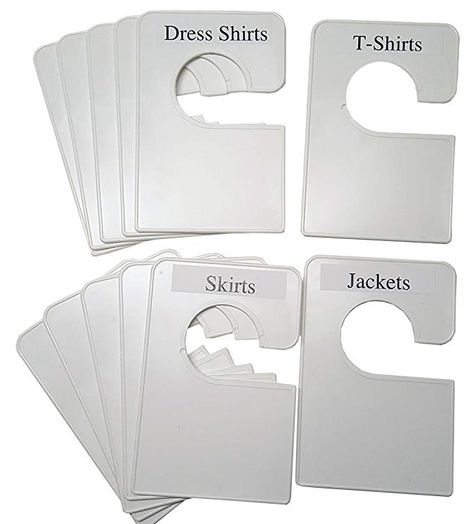 AmazonSmile: 12 Blank White Clothing Size Dividers Adults or Baby Nursery Large 5.25x3.5 Inches (Regular): Home & Kitchen Clothing Dividers, Sorting Clothes, Coat Closet Organization, White Closet, Closet Rods, Clothes Rod, Closet Dividers, White Clothing, Hanging Closet