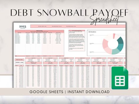 Debt Snowball Spreadsheet, Financial Organization, Debt Tracker, Tracker Template, Debt Repayment, Debt Snowball, Finance Organization, Excel Templates, Financial Planner