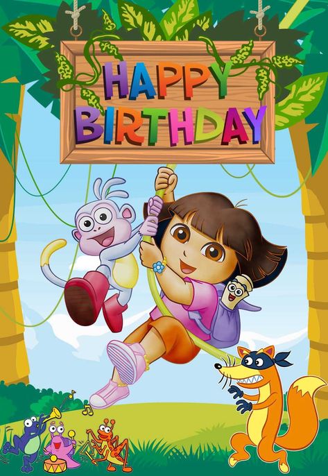 Dora Happy Birthday, Dora The Explorer Pictures, Dora The Explorer Birthday Party, Dora The Explorer Images, Dora Cartoon, Inspirational Birthday Wishes, Explorer Birthday Party, Dora Birthday, Dora Cake