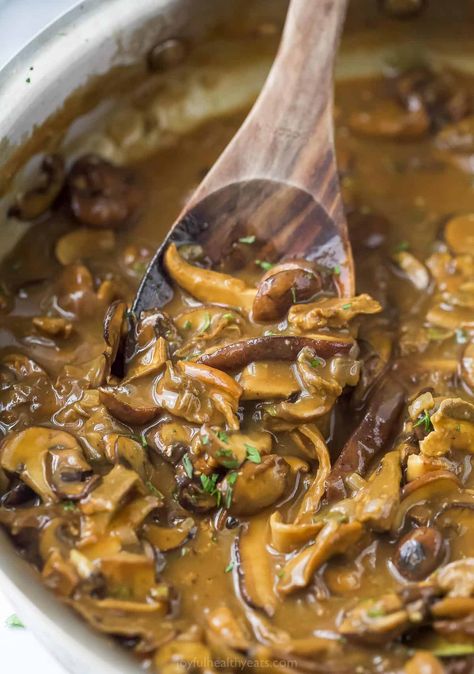 The World's Best Mushroom Gravy Recipe | Joyful Healthy Eats Best Mushroom Gravy, Thanksgiving Gravy Recipes, Thanksgiving Gravy, Mushroom Gravy Recipe, Beef Tenderloin Roast, Parsnip Puree, Healthy Dressing, Dried Porcini Mushrooms, Homemade Gravy