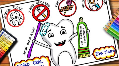 World Oral Well being Day Drawing | Oral Hygiene Day Poster | Dental Care Poster | Dental Care Health And Hygiene Posters, Dental Care Poster, Care Drawing, Teeth Aesthetic, Month Ideas, Yellow Teeth, Poster Drawing, Health Day, Dental Floss