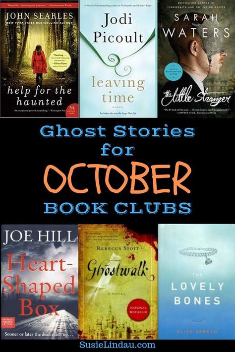 October Book Club Ideas, Ghost Novel Activities, October Book Club, Psychological Thriller Movies, Ghost Books For Kids, Halloween Cozy Mystery Books, Books About Ghosts, Best Ghost Story Books, Book Club Discussion