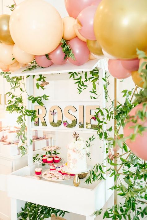 Rosie’s First Birthday Rose Birthday Party Theme, Rose Themed First Birthday Party, English Garden 1st Birthday, Rose First Birthday Party, Rose Theme Birthday Party, Rose Birthday Theme, Rose Themed Birthday Party, Rosie Birthday, Dress Up Buttercup