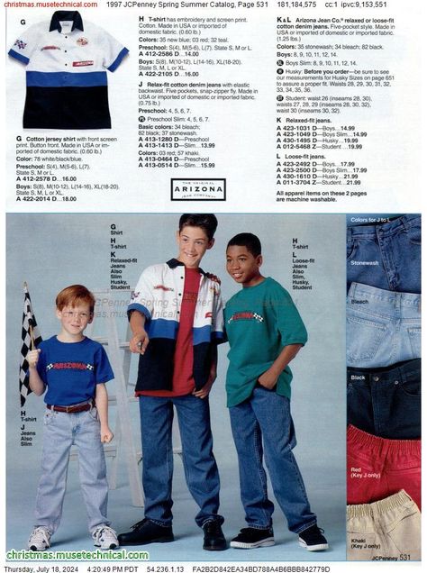 1997 JCPenney Spring Summer Catalog, Page 531 - Catalogs & Wishbooks Decade Outfits, 90s Men Fashion, 1990s Kids, Y2k Mens, 90s Stuff, 90s Men, Men Fashion, Avatar, Loose Fitting