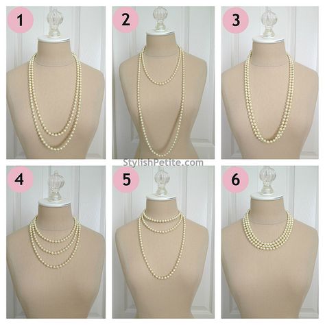 How to wear a 60" Pearl Necklace 21 ways2 by Stylish Petite, via Flickr Long Pearl Necklace Outfit, How To Wear A Pearl Necklace, Long Necklace Outfit, Brooch Outfit, Pearl Necklace Outfit, Modern Pearl Necklace, How To Wear Pearls, Heart Shaped Diamond Pendant, Necklace Guide