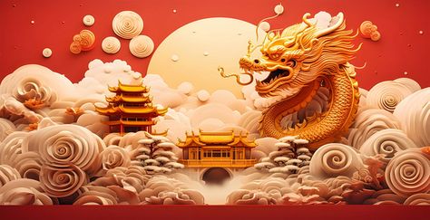 Chinese New Year 2024 Of The Dragon Background Or Banner Generative Ai#pikbest##Backgrounds Dragon Background, Chinese New Year 2024, Spring Festival Poster, Chinese Background, Chinese New Year Dragon, Chinese Posters, Easter Poster, Red Background Images, Happy New Year Gif